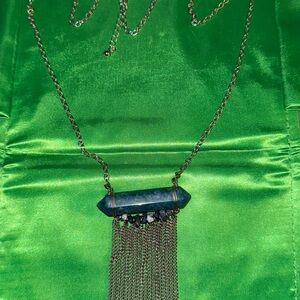 Elegant Blue Stone Fringe Necklace
